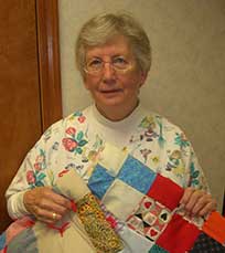 Martha Burger makes baby blankets